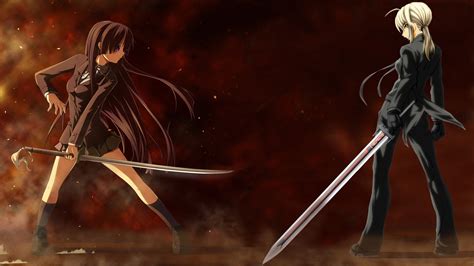1920x1080 1920x1080 Anime Girls Battle Sword Twilight Wallpaper