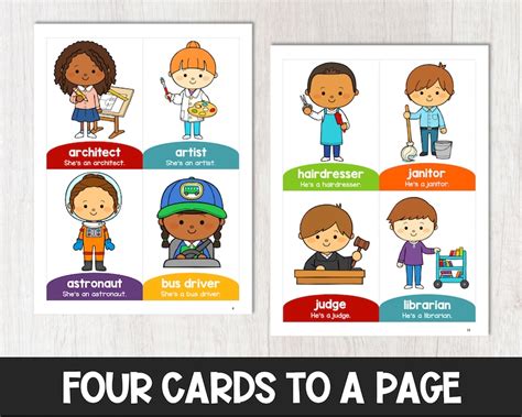 Jobs Flashcards For Kids Printable Occupations Flashcards Etsy