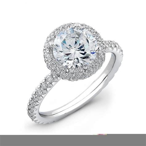 ladies 14kt french pave diamond halo engagement ring 0 33 ctw with 1 50ct natural round white