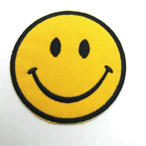 Smiley Face Patch Happy Smile Emoji Retro Hippie Embroidered Iron On