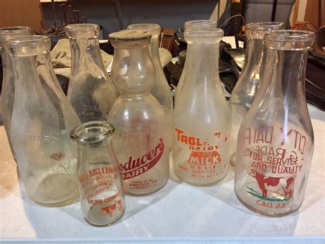 10 Vintage Milk Bottles