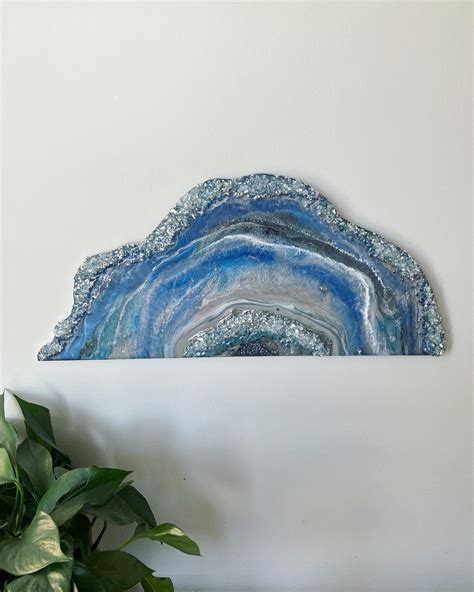 Resin Geode Blue Geode Geode Art Crystal Wall Art Etsy
