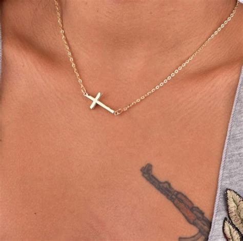 Siara Minimalistic Dainty Cross Choker Necklace In Gold Cross Choker Necklace Heart Necklace