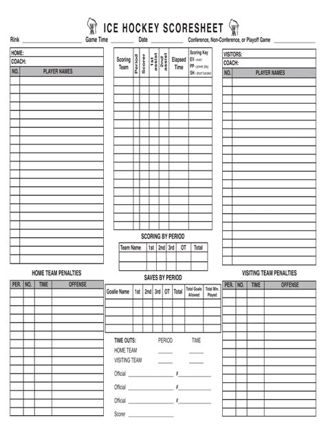 Hockey Scoresheet Template Fill Online Printable Fillable Blank