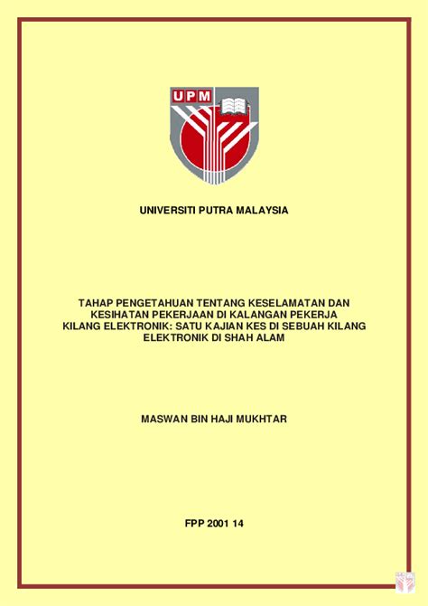 Kursus dan peserta di institut. (PDF) Tahap Pengetahuan Tentang Keselamatan dan Kesihatan ...