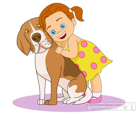 Dog Clipart Clipart Small Girl Hugging Her Large Pet Dog Classroom