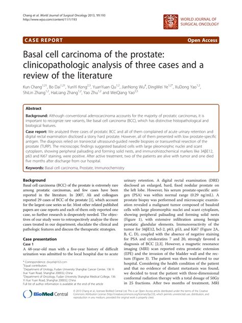 Pdf Basal Cell Carcinoma Of The Prostate Clinicopathologic Analysis