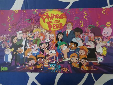 Phineas and ferb is an american animated musical comedy television series created by dan povenmire and jeff swampy marsh for disney channel and disney xd. Phineas & Ferb cast autographed 2015 Comic-Con poster (Dee ...