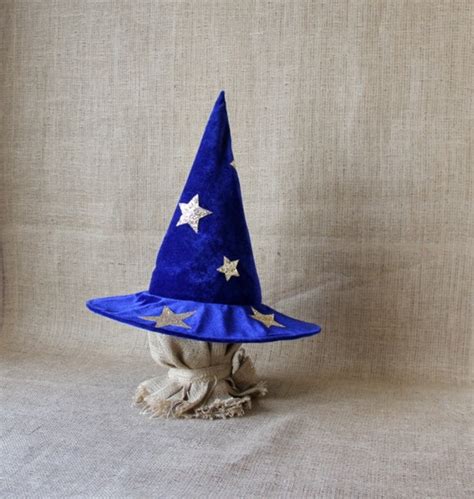 Blue Wizard Hat Adult Wizard Costume Hat Velvet Magic Hat Etsy