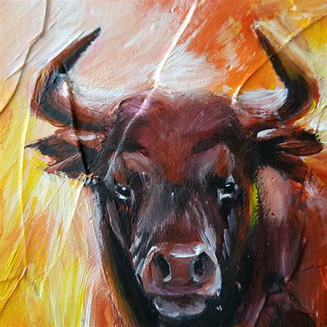 Bull Original Acrylic Painting Bull Wall Art Bull Artwork Etsy