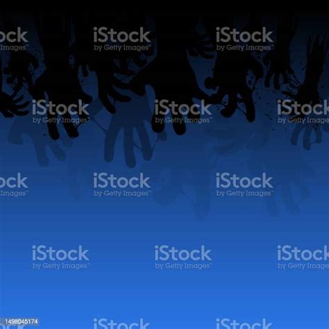 zombie grunge hands silhouettes blue background stock illustration download image now