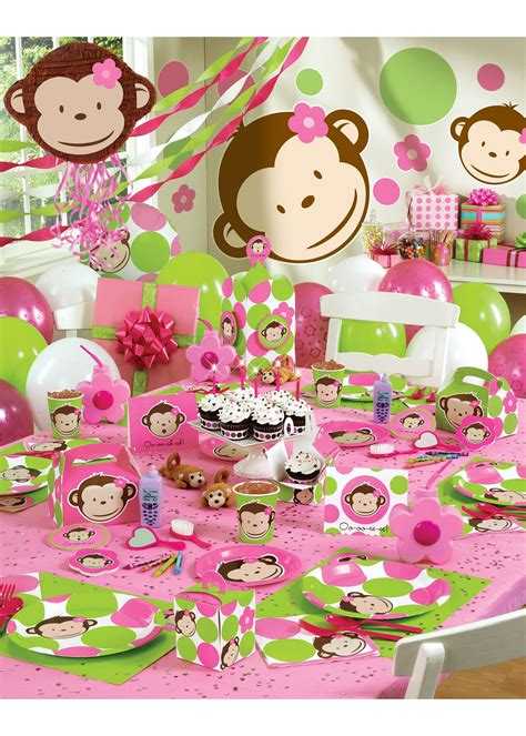 Pink Mod Monkey Party Packs Monkey Theme Birthday Monkey Birthday