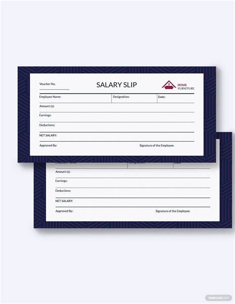 Salary Slip Voucher Template Illustrator Word Apple Pages Psd