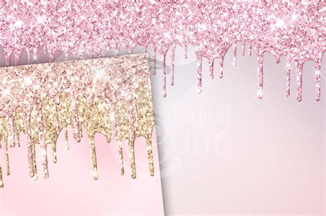 Pale Pink Glitter Drips Digital Paper Printable Scrapbook Etsy
