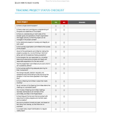 Project Checklist Project Management Templates