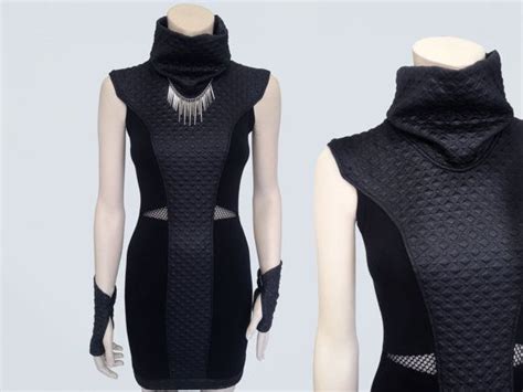 Bodycon Dress Sci Fi Clothing Futuristic Little Black Dress V Neck