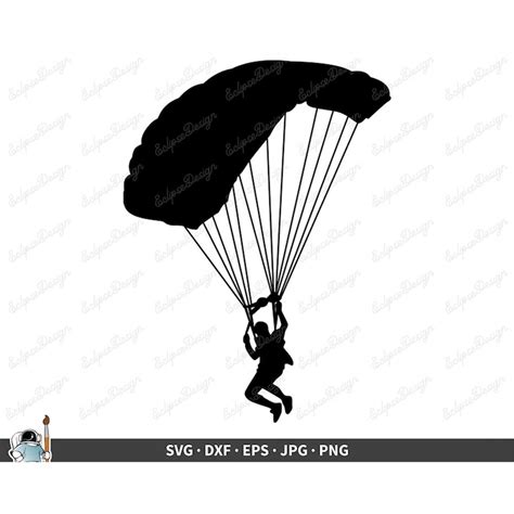 Parachute Svg Skydiving Clip Art Cut File Silhouette Dxf Ep Inspire