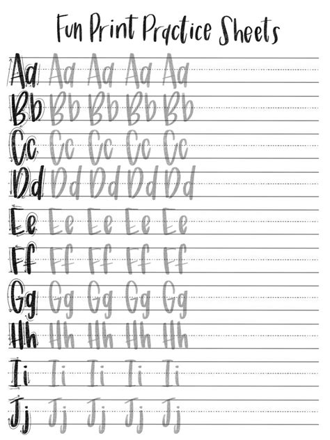 Beginner Lettering Practice Sheets