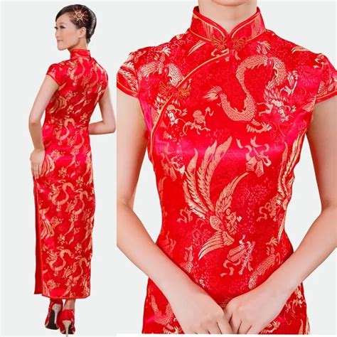 chinese style traditional vintage liturgy cheongsam long design the bride married cheongsam