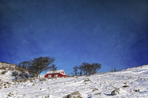 тапети пейзаж хълм небе сняг зима къща Норвегия канон