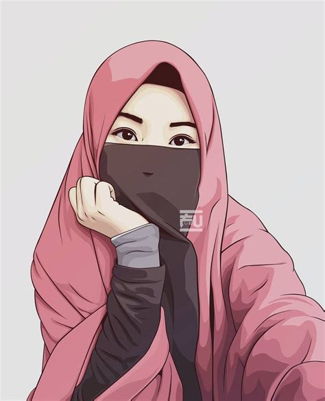 46 Gambar Kartun Hijab Pakai Masker