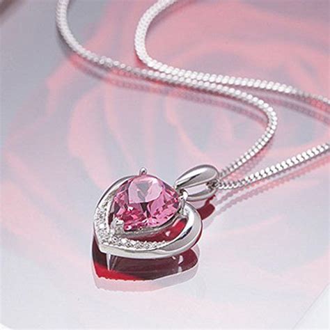 Latigerf Damen Für Immer Liebe Herz Anhänger Halskette Mit Kette Rhodium Plated 925 Sterling