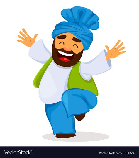 Funny Dancing Sikh Man Royalty Free Vector Image