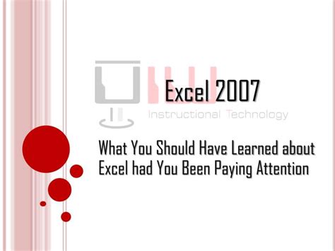 Ppt Excel 2007 Powerpoint Presentation Free Download Id1610384