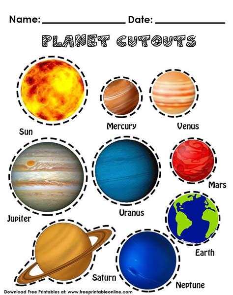 Free Printable Planets To Cut Out If Your Child Loves Space You Can