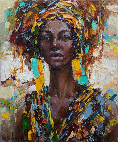 African Woman Portrait Original Oil Painting By Anastasiya Valiulina Painting Oil On