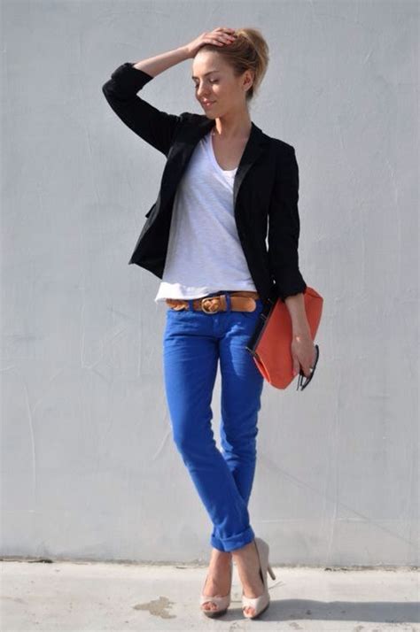 jeans azul blazer outfits blue pants pretty outfits pretty clothes must haves capri pants