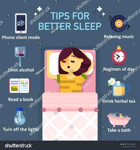 Eight Tips Better Sleep Night Infographics Stock Vector Royalty Free