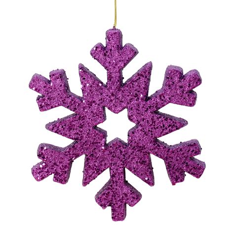 12 Purple Glitter Snowflake Outdoor