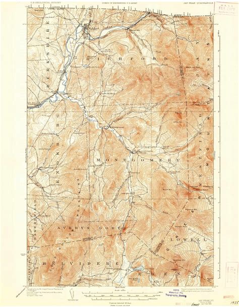 Jay Peak Vermont 1925 1935 Usgs Old Topo Map Reprint 15x15 Vt Quad