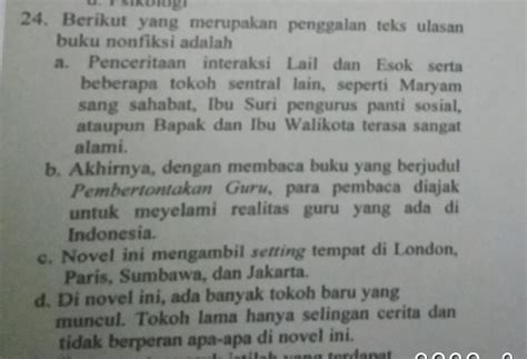 Kekuatan novel ini tidak terletak pada.c. Penggalan Buku Non Fiksi Adalah