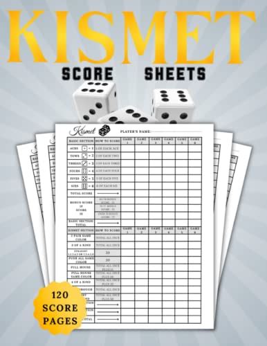Kismet Score Sheets 120 Kismet Dice Game Score Cards Kismet Score