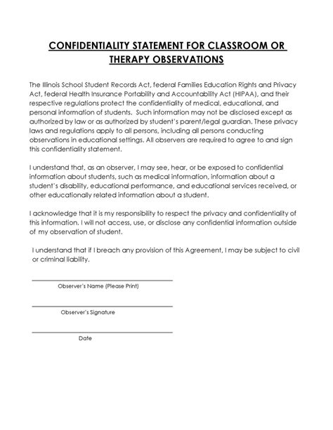 Basic Confidentiality Statement Examples Free Templates