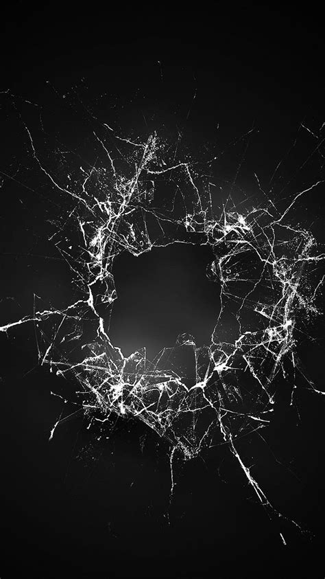 Crack Glass Dark Bw Texture Pattern Iphone 8 Wallpapers Free Download