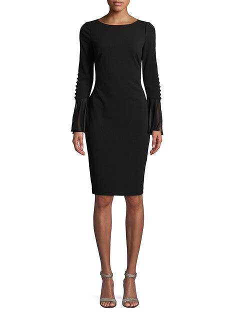 Calvin Klein Ruffle Sleeve Sheath Dress Black Size 4