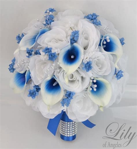 Royal Blue And White Wedding Bouquets