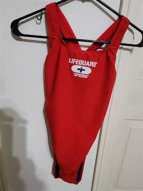 Speedo Endurance Swimsuit Womens 1036 Red Lifeguard Flyback One Piece