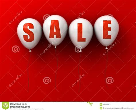 Sale Text On White Balloons Isolated On Red Background With Shadow ...