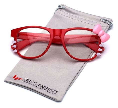 hello kitty bow women s fashion clear lens glasses with bow and whiskers 52 mm hello kitty bow