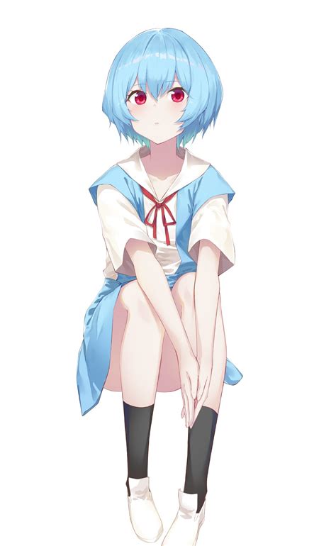 Safebooru 1girl Ayanami Rei Black Legwear Blue Hair Blue Skirt Blue