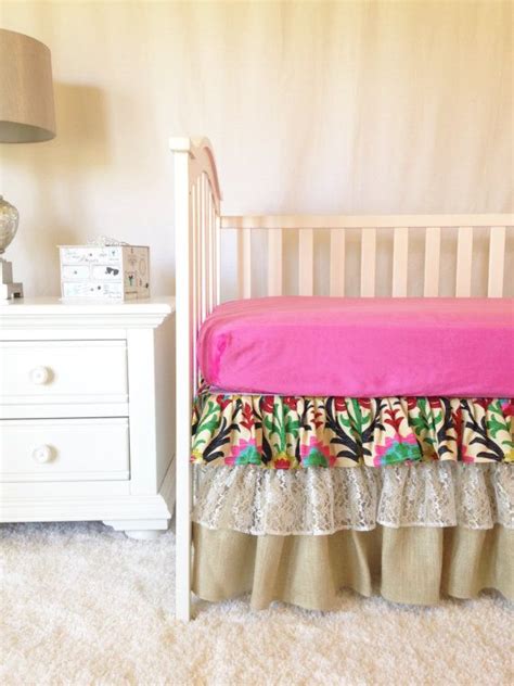 The peanut shell™ damask crib skirt in purple/grey. Santa Maria Fancy Floral Damask Crib Bedding by ...