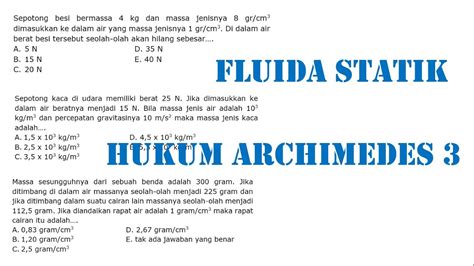 Pembahasan Soal Fluida Statis Materi Hukum Archimedes Part 3