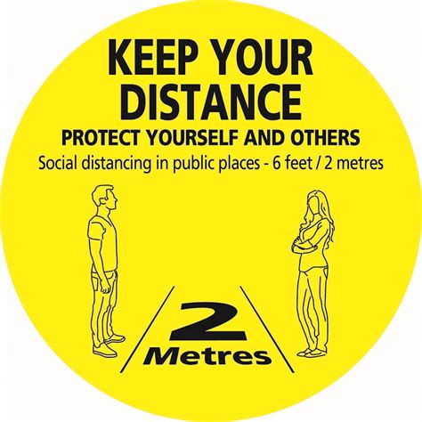 Keep Your Distance Safety Floor Stickers Yellowblack 450mm Knights