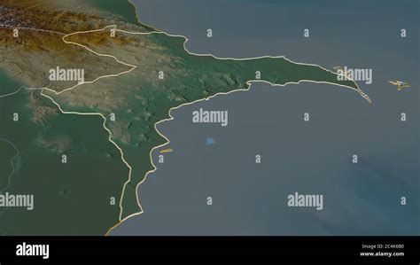 Zoom In On Absheron Region Of Azerbaijan Outlined Oblique