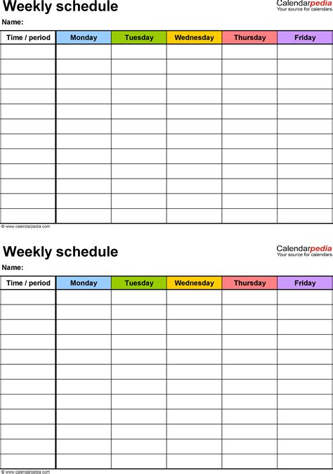 Weekly Schedule Spreadsheet Spreadsheet Downloa Weekly Planner