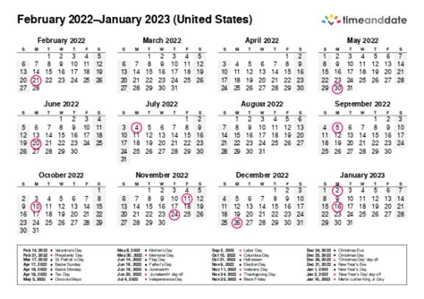 Free Printable Calendar With Holidays For 2022
